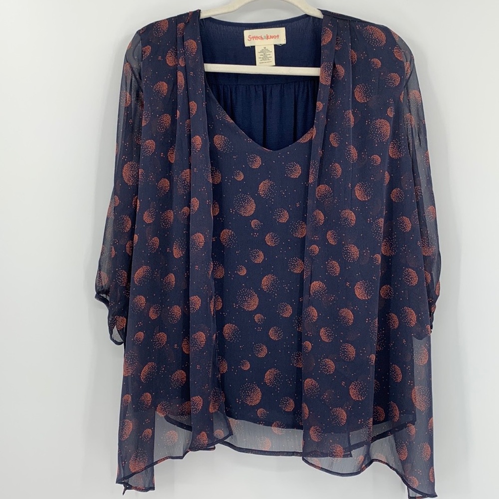 NWOT Stitch & Knot Sheer Overlay Top Size Medium
